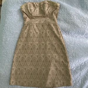 Strapless gold dress